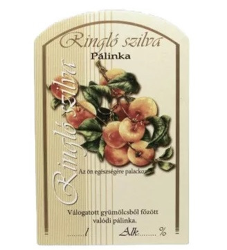 Pálinkásüveg cimke ringlószilva 10db/cs