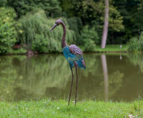 Dekor kócsag figura fém Nort Heron